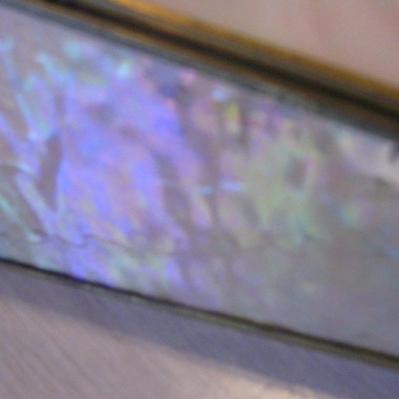 Art Deco Stained Glass Wall Sconce Pink Iridescent Glass and Polished Gold - Picture 4 of 10